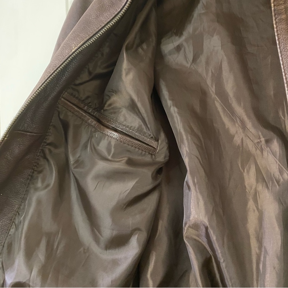 LM Jackets 2X Men’s Distressed Brown Leather Bomber Aviator Coat NWT - Picture 11 of 14